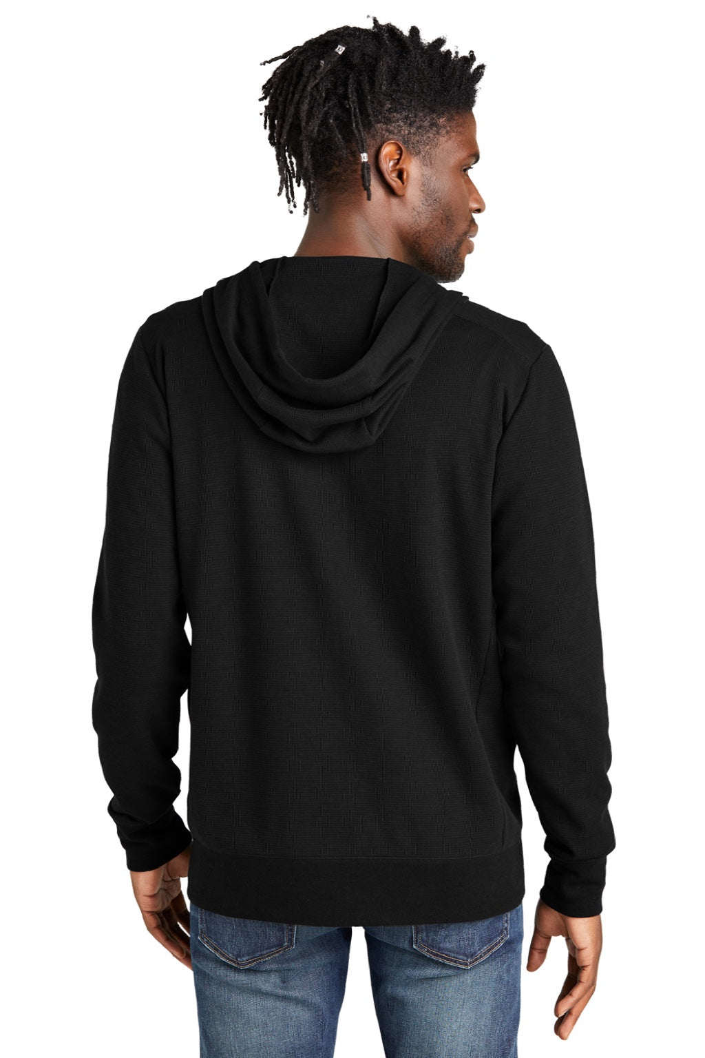 New Era NEA141 Mens Thermal Full Zip Hooded Sweatshirt Hoodie w/ Pockets Black Model Back