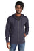 New Era NEA141 Mens Thermal Full Zip Hooded Sweatshirt Hoodie w/ Pockets Heather True Navy Blue Model Front