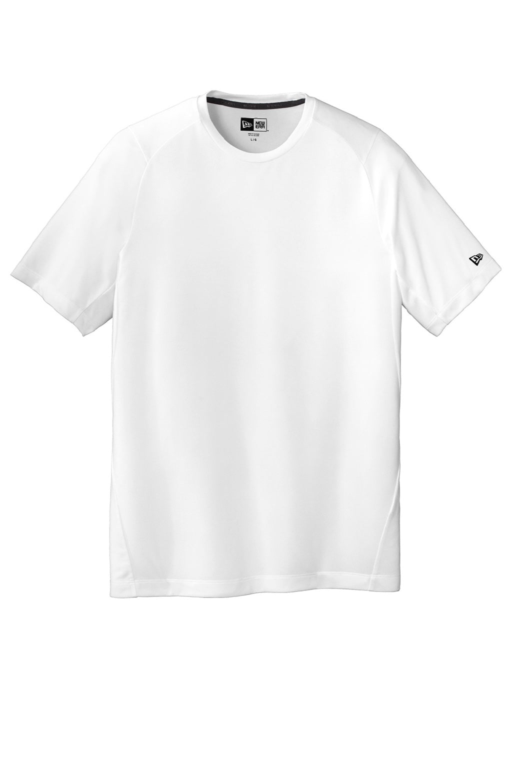 New Era NEA200 Mens Series Performance Jersey Moisture Wicking Short Sleeve Crewneck T-Shirt White Flat Front