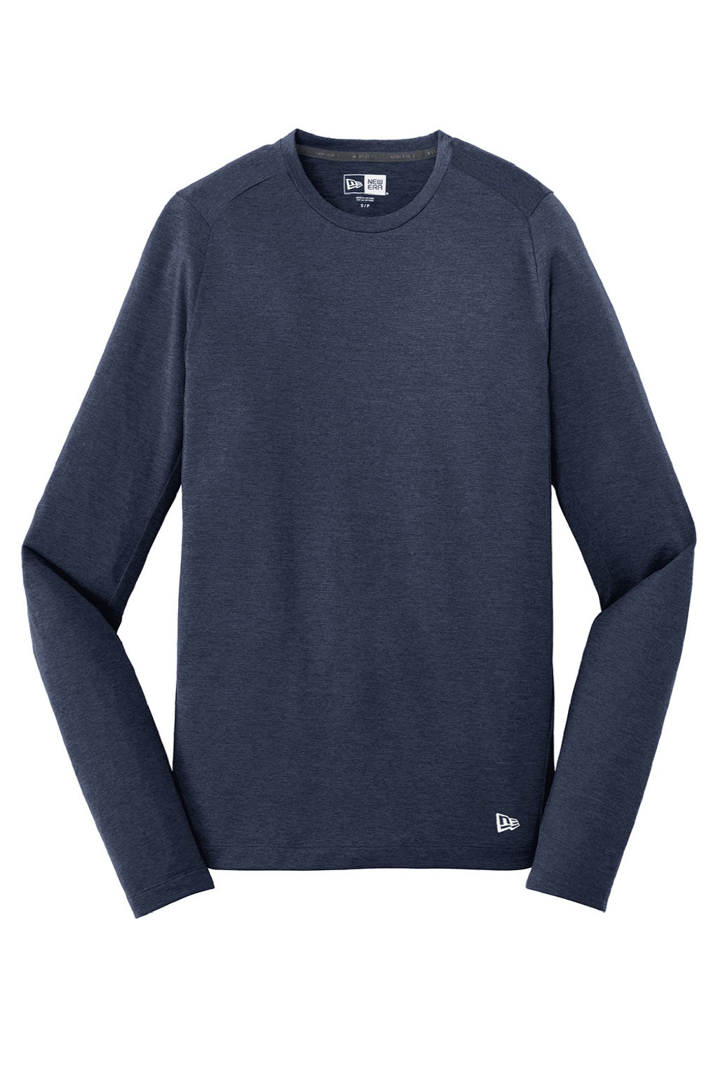 New Era NEA201 Mens Series Performance Moisture Wicking Long Sleeve Crewneck T-Shirt Navy Blue Flat Front