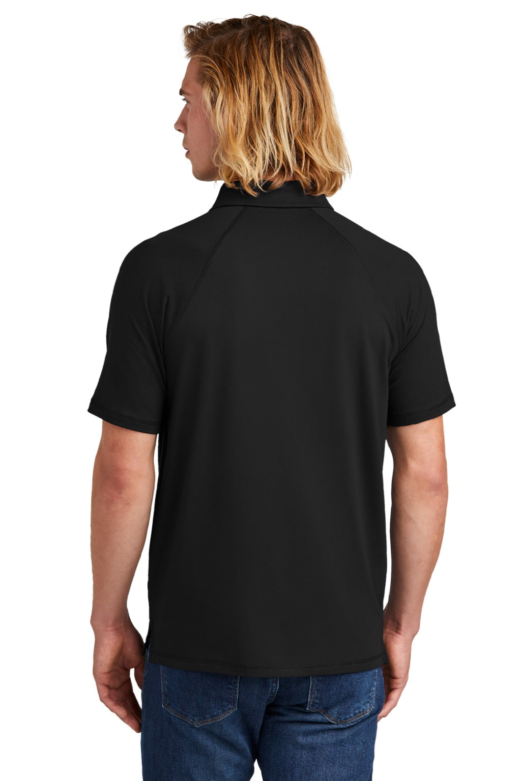 New Era NEA225 Mens Power Moisture Wicking Short Sleeve Polo Shirt Black Model Back