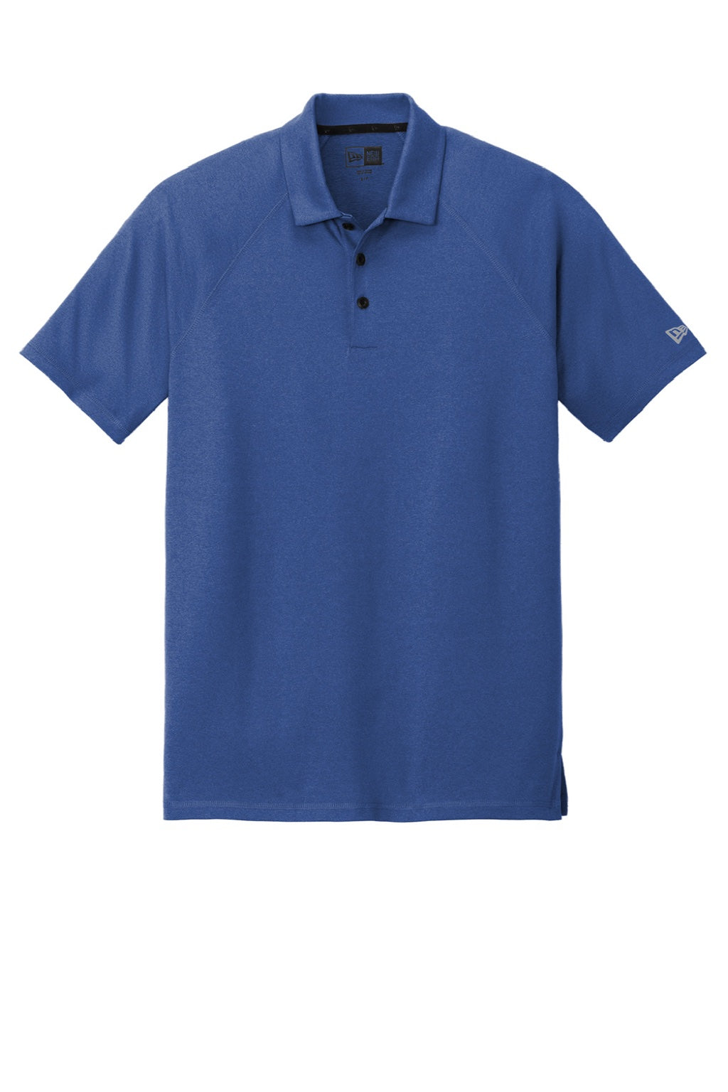 New Era NEA225 Mens Power Moisture Wicking Short Sleeve Polo Shirt Heather Royal Blue Flat Front