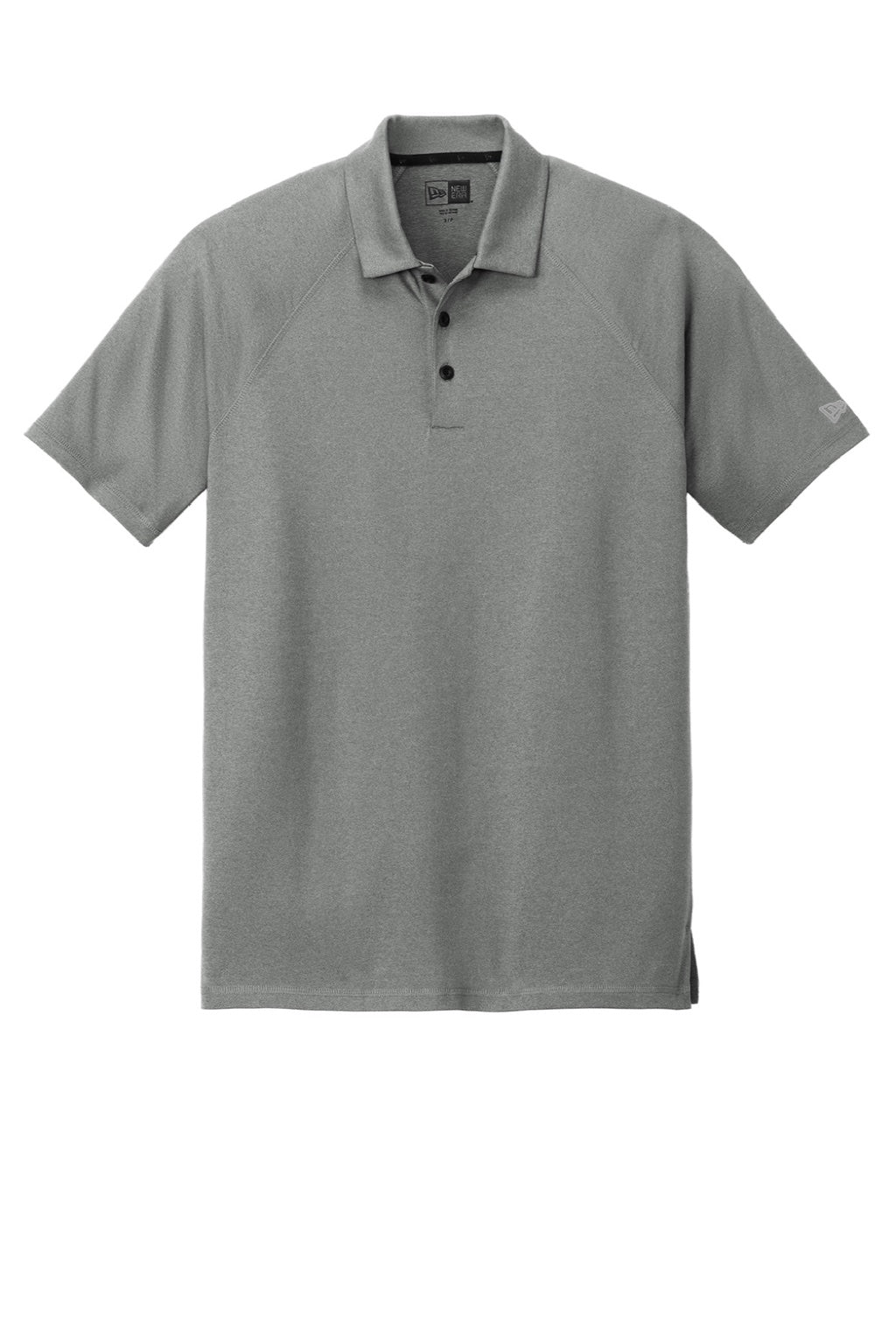 New Era NEA225 Mens Power Moisture Wicking Short Sleeve Polo Shirt Heather Shadow Grey Flat Front