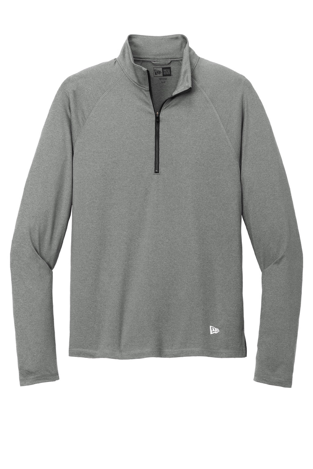 New Era NEA228 Mens Power Moisture Wicking 1/4 Zip Sweatshirt Heather Shadow Grey Flat Front