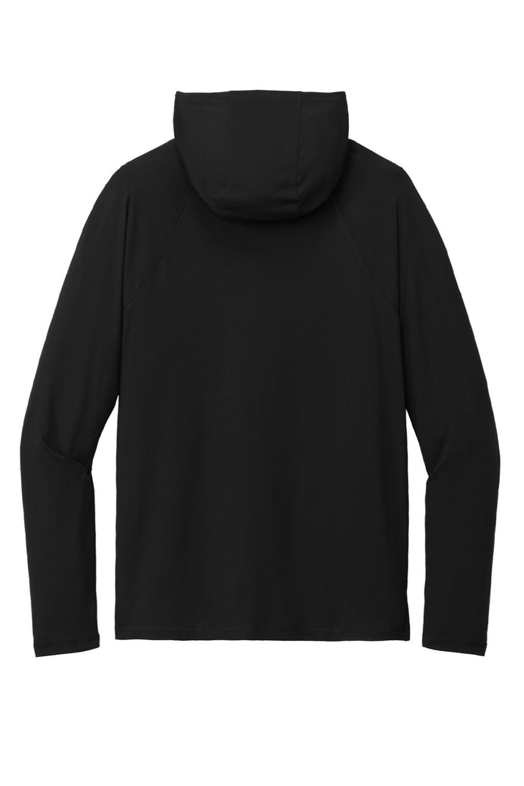 New Era NEA229 Mens Power Moisture Wicking Long Sleeve Hooded T-Shirt Hoodie Black Flat Back