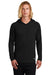 New Era NEA229 Mens Power Moisture Wicking Long Sleeve Hooded T-Shirt Hoodie Black Model Front