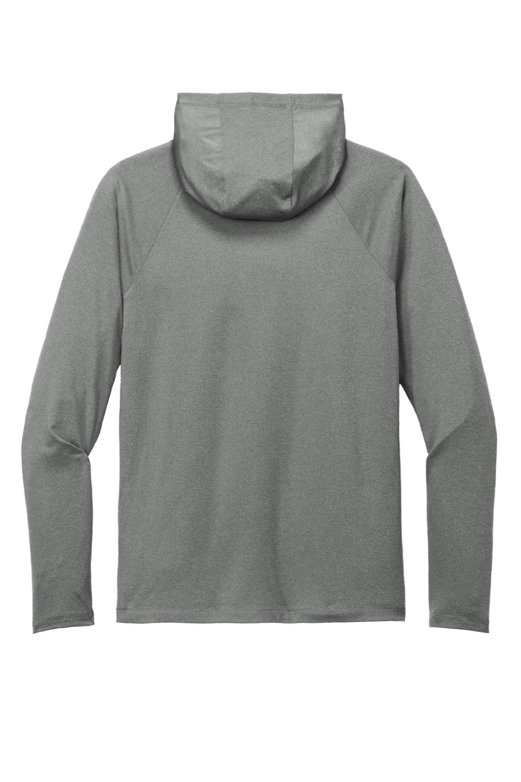 New Era NEA229 Mens Power Moisture Wicking Long Sleeve Hooded T-Shirt Hoodie Heather Shadow Grey Flat Back