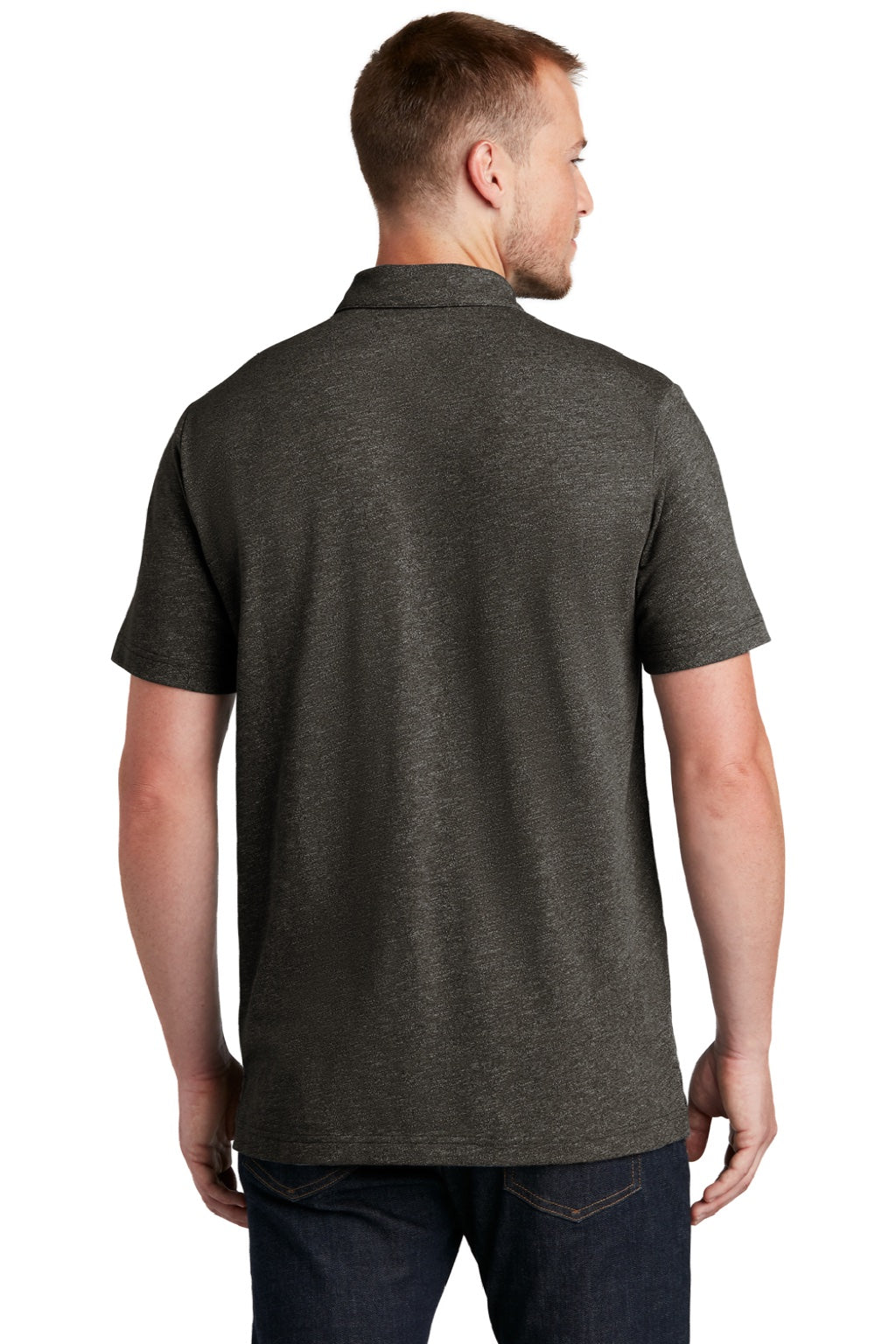 New Era NEA301 Mens Slub Twist Short Sleeve Polo Shirt Black Twist Model Back