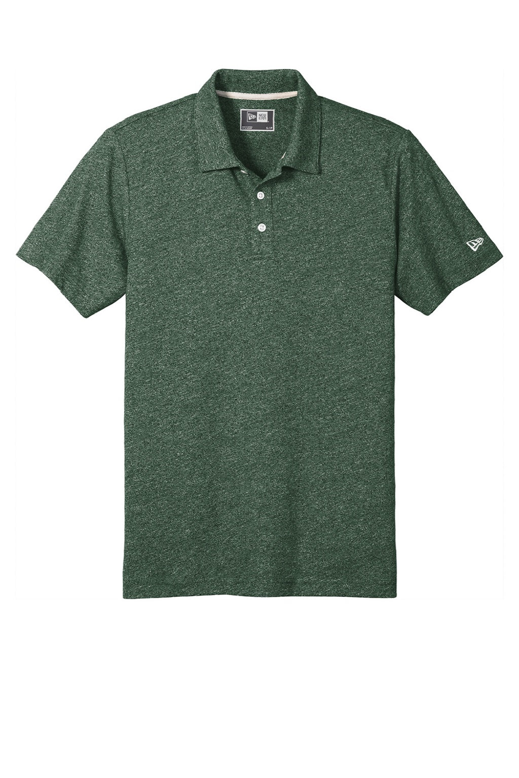 New Era NEA301 Mens Slub Twist Short Sleeve Polo Shirt Dark Green Twist Flat Front
