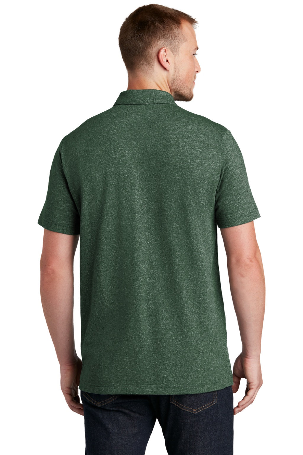 New Era NEA301 Mens Slub Twist Short Sleeve Polo Shirt Dark Green Twist Model Back
