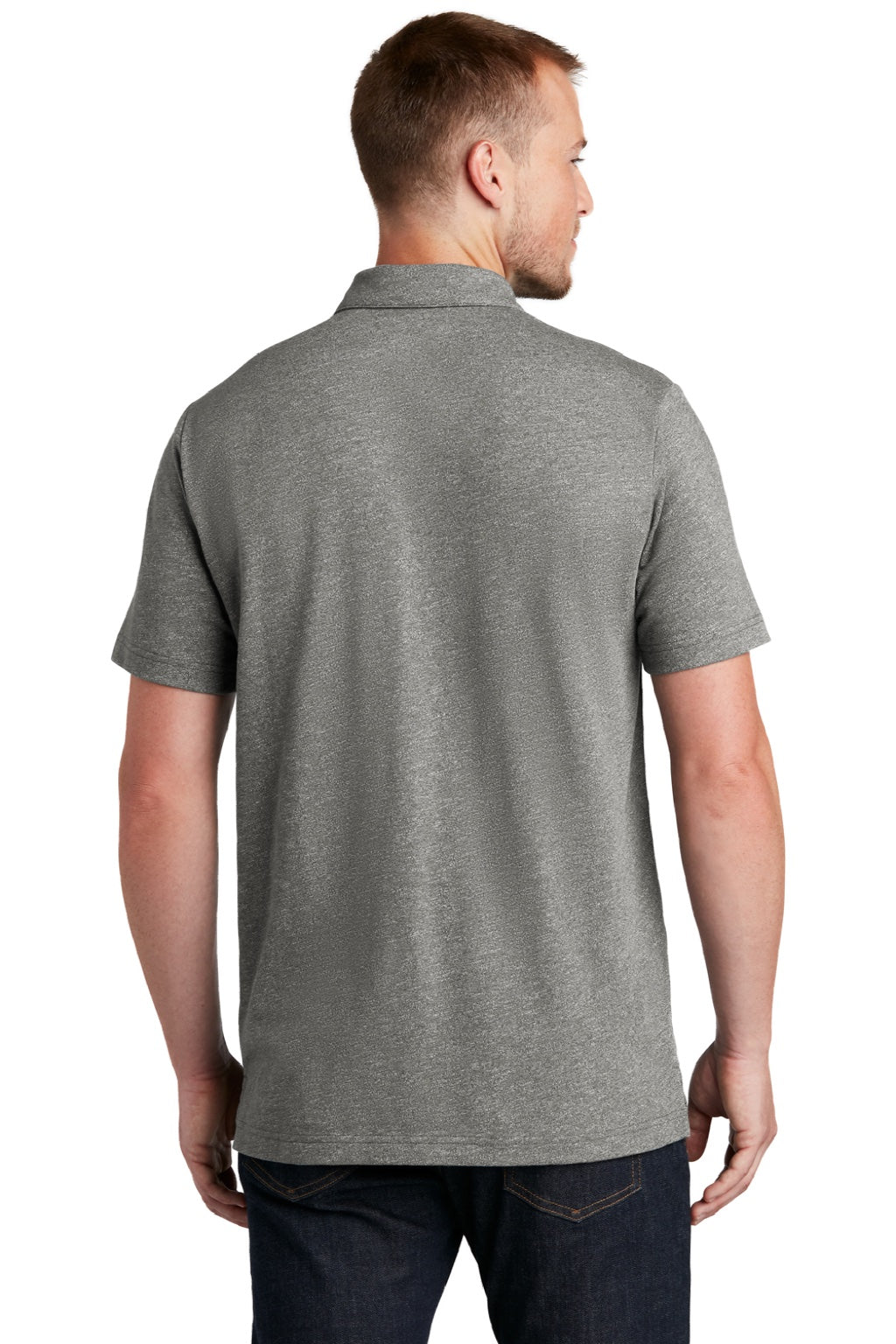 New Era NEA301 Mens Slub Twist Short Sleeve Polo Shirt Shadow Grey Twist Model Back