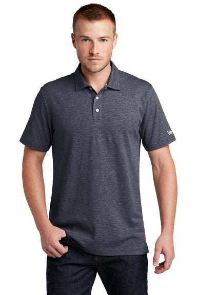 New Era NEA301 Mens Slub Twist Short Sleeve Polo Shirt True Navy Blue Twist Model Front