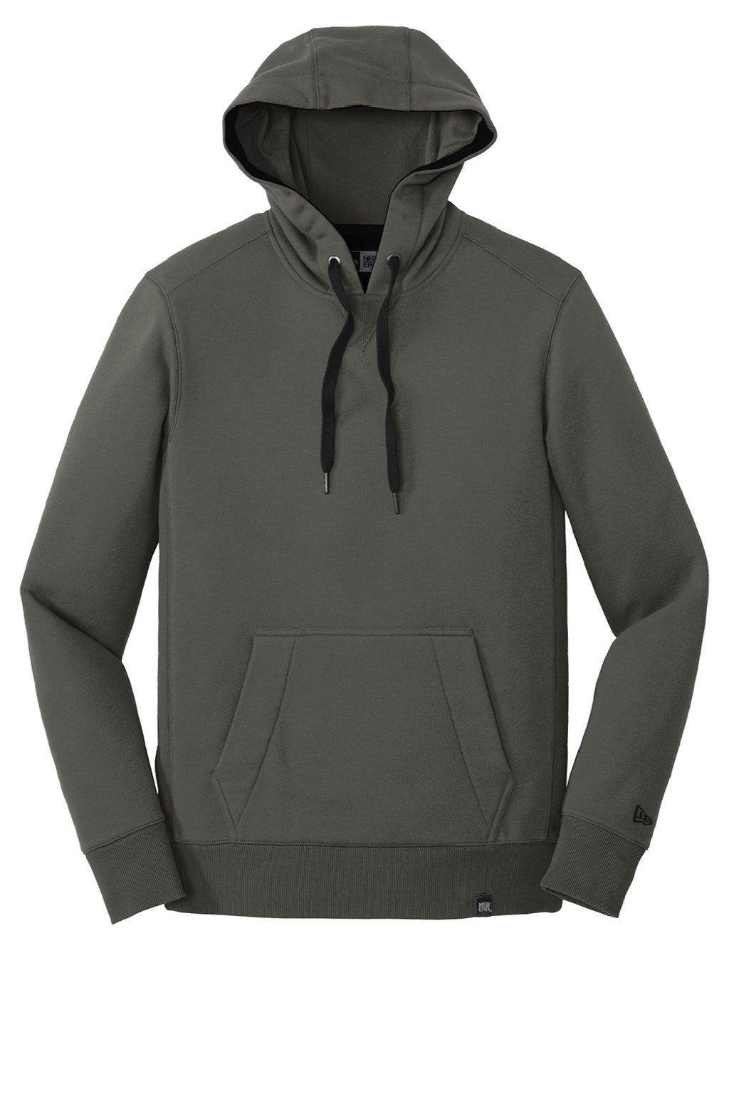 New Era NEA500 Mens Sueded French Terry Hooded Sweatshirt Hoodie w/ Pouch Pocket Graphite Grey Flat Front