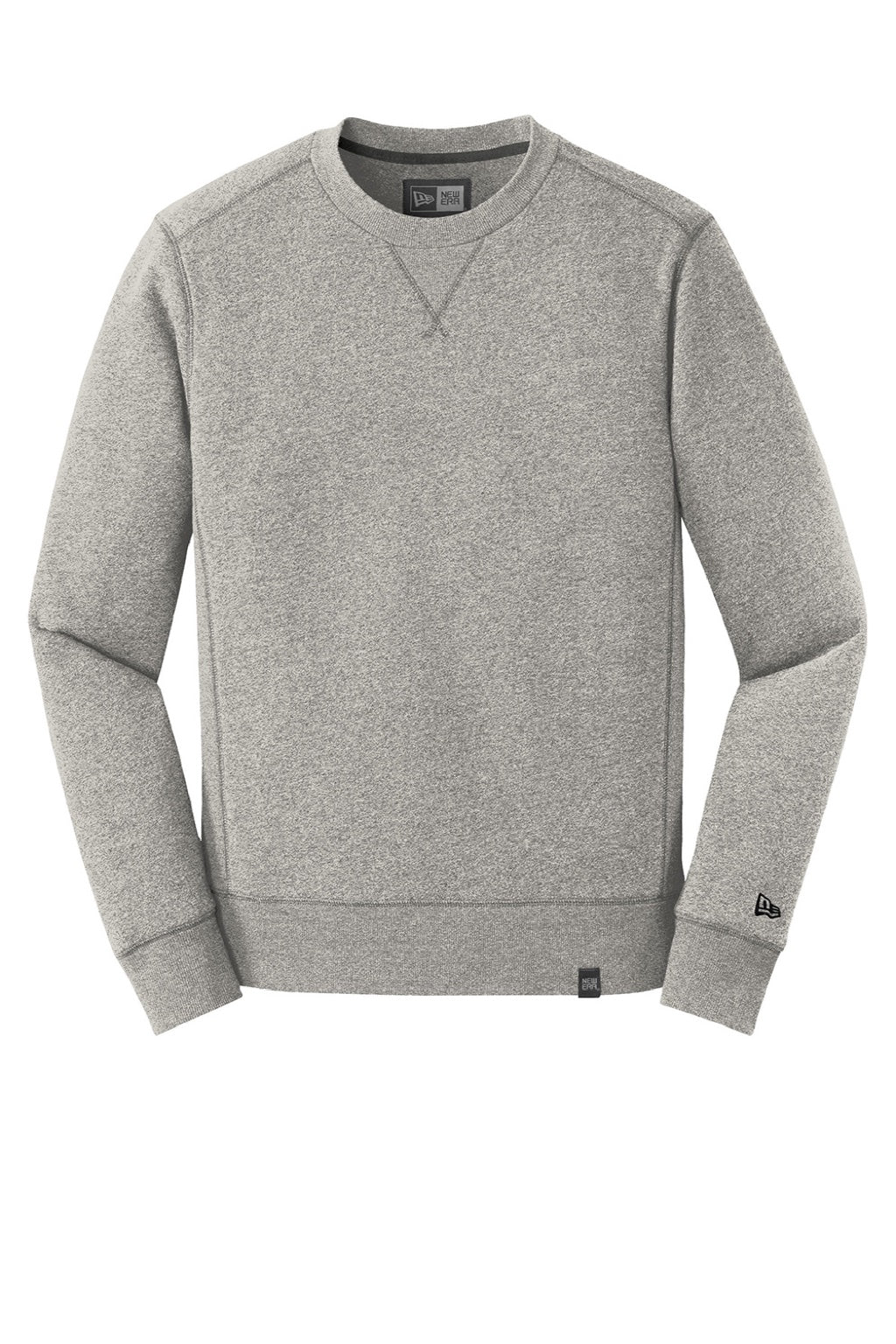 New Era NEA501 Mens Sueded French Terry Crewneck Sweatshirt Light Graphite Grey Twist Flat Front