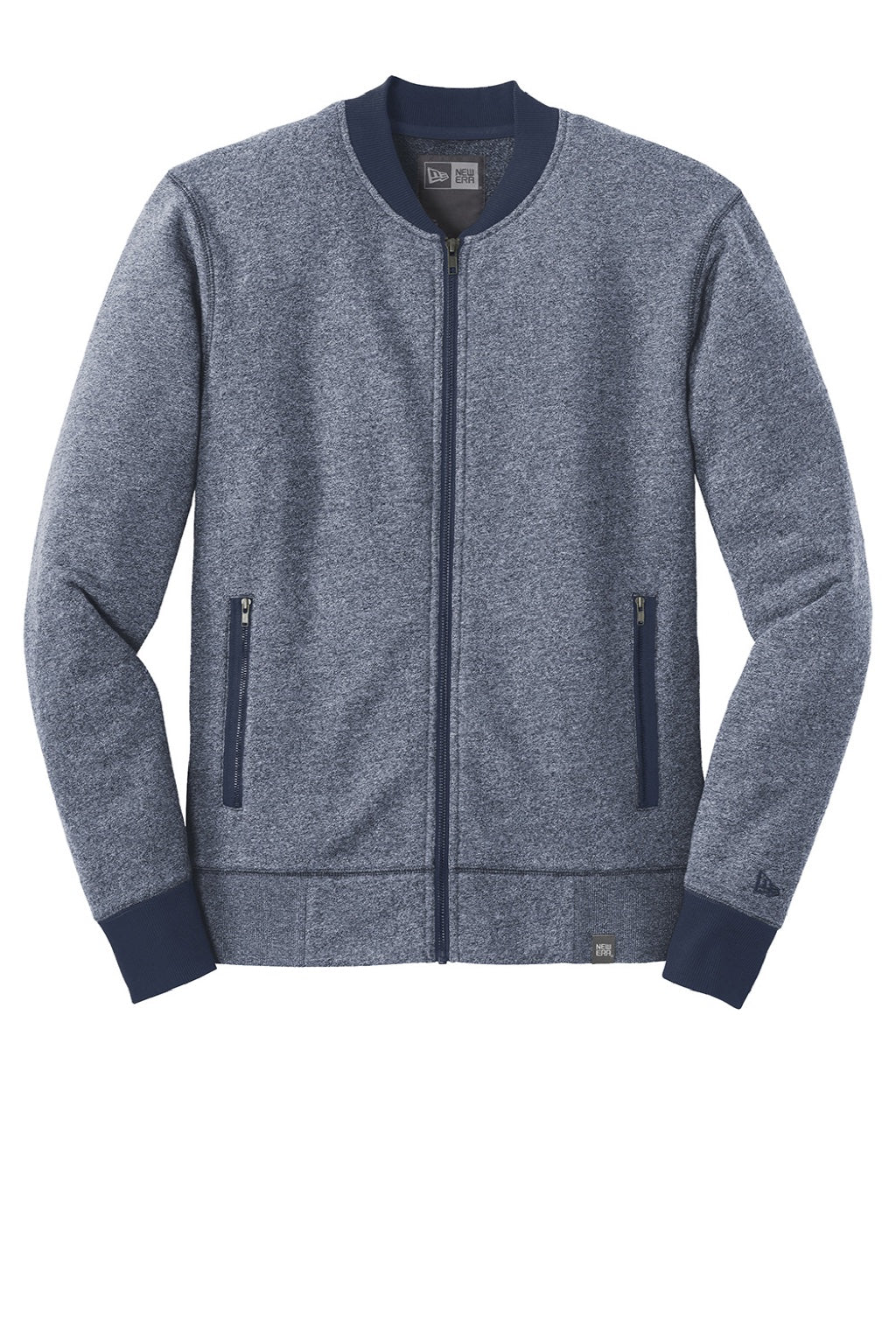New Era NEA503 Mens Sueded French Terry Full Zip Jacket Navy Blue Twist/Navy Blue Flat Front