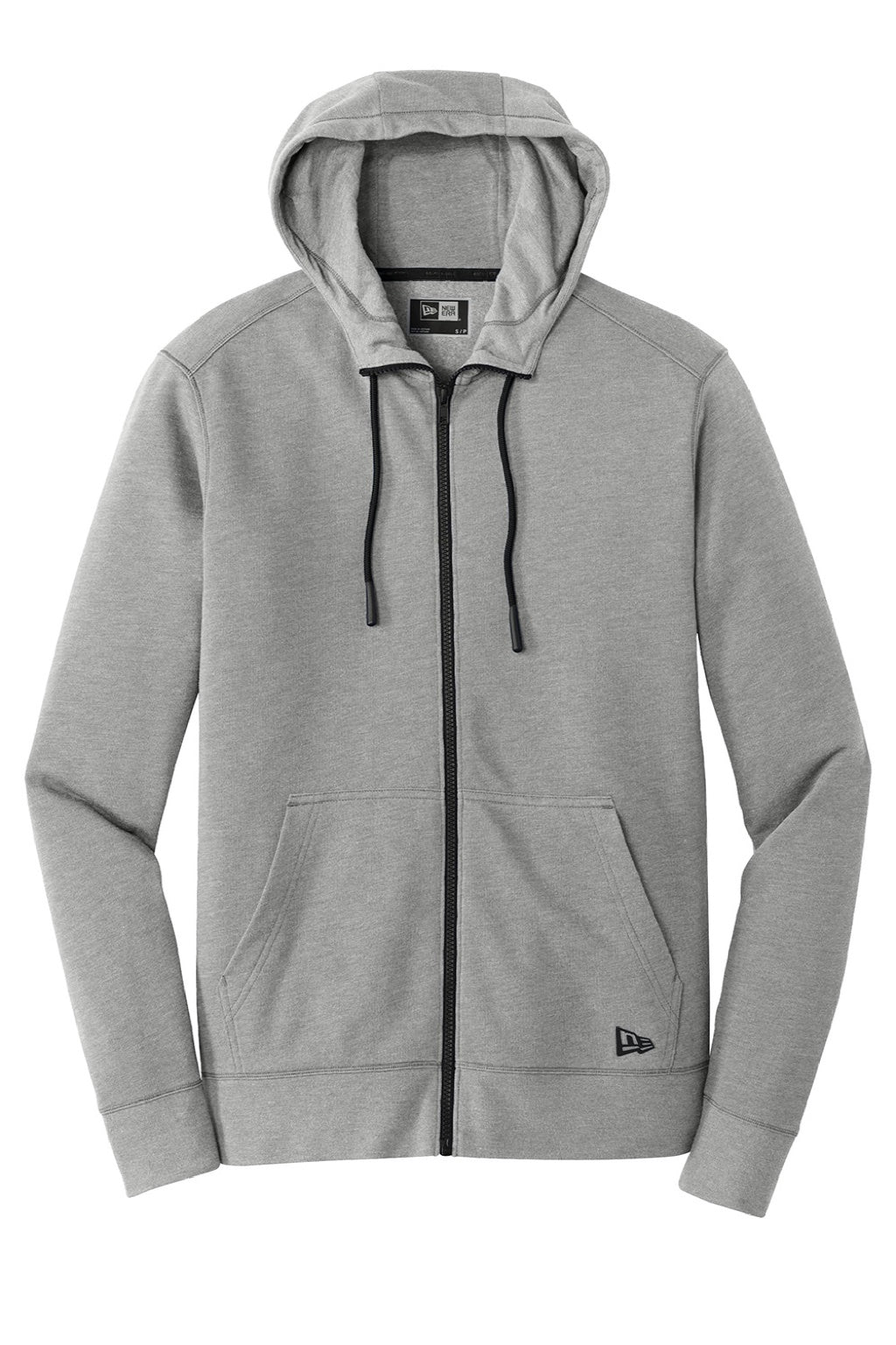 New Era NEA511 Mens Fleece Full Zip Hooded Sweatshirt Hoodie w/ Pockets Heather Shadow Grey Flat Front