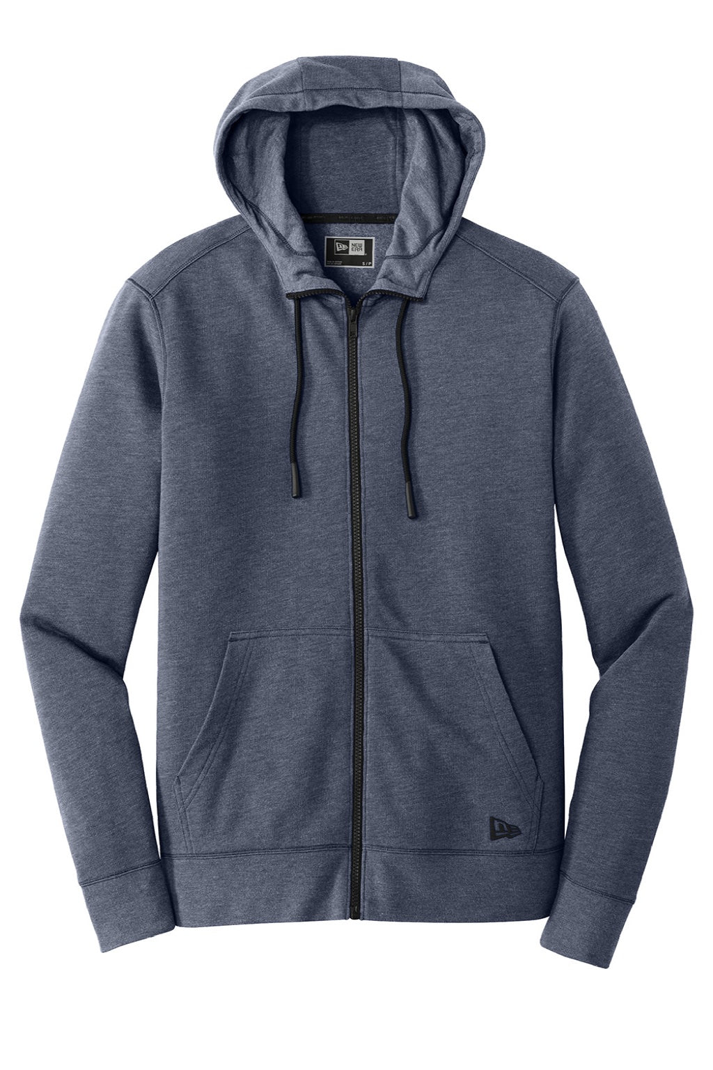 New Era NEA511 Mens Fleece Full Zip Hooded Sweatshirt Hoodie w/ Pockets Heather Navy Blue Flat Front