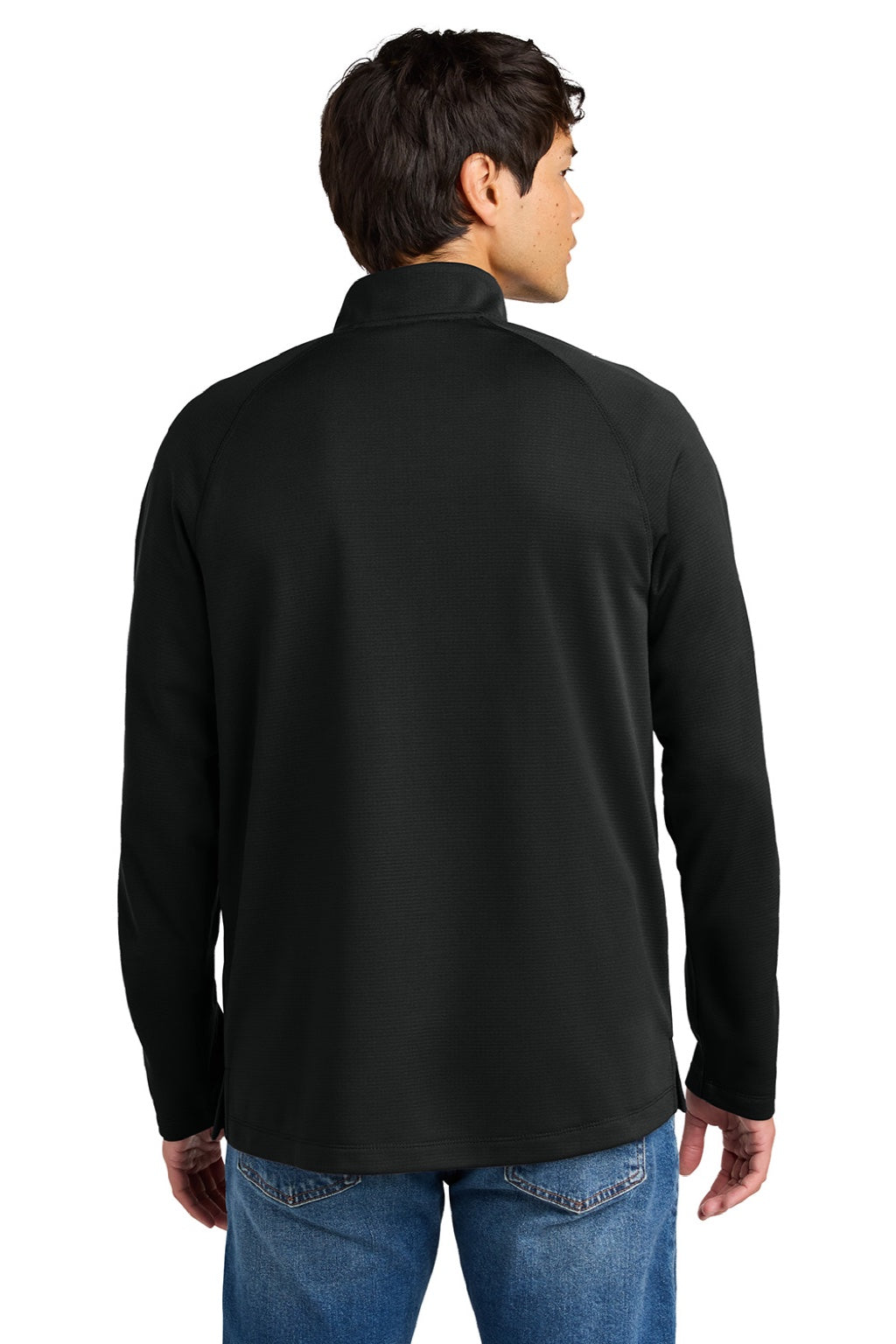 New Era NEA515 Mens Stand Out 1/4 Zip Sweatshirt Black Model Back