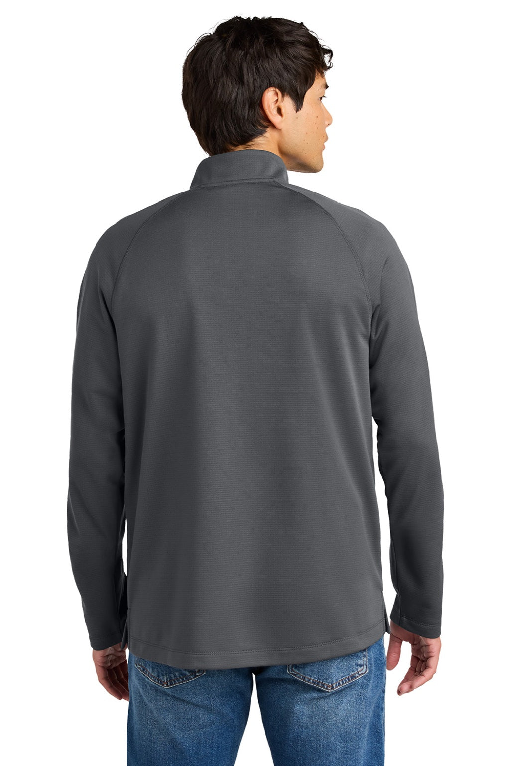 New Era NEA515 Mens Stand Out 1/4 Zip Sweatshirt Graphite Grey Model Back