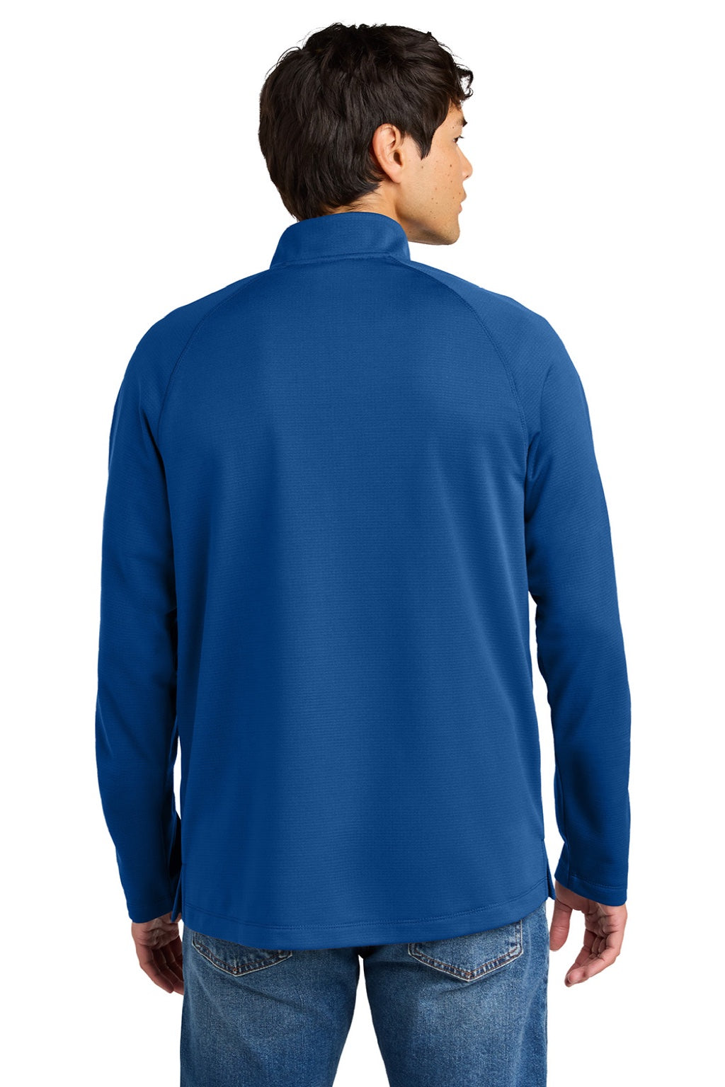 New Era NEA515 Mens Stand Out 1/4 Zip Sweatshirt Royal Blue Model Back