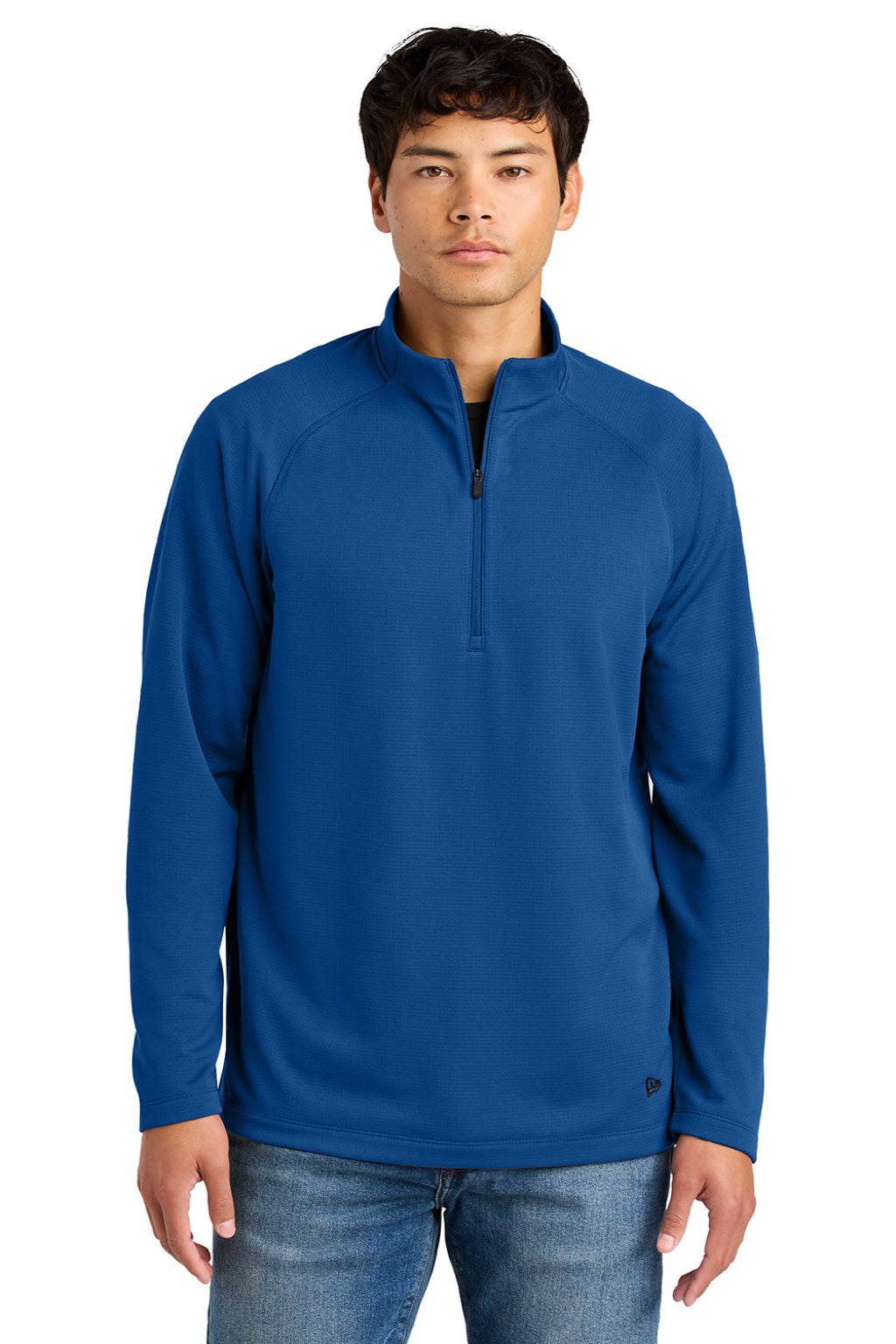 New Era NEA515 Mens Stand Out 1/4 Zip Sweatshirt Royal Blue Model Front