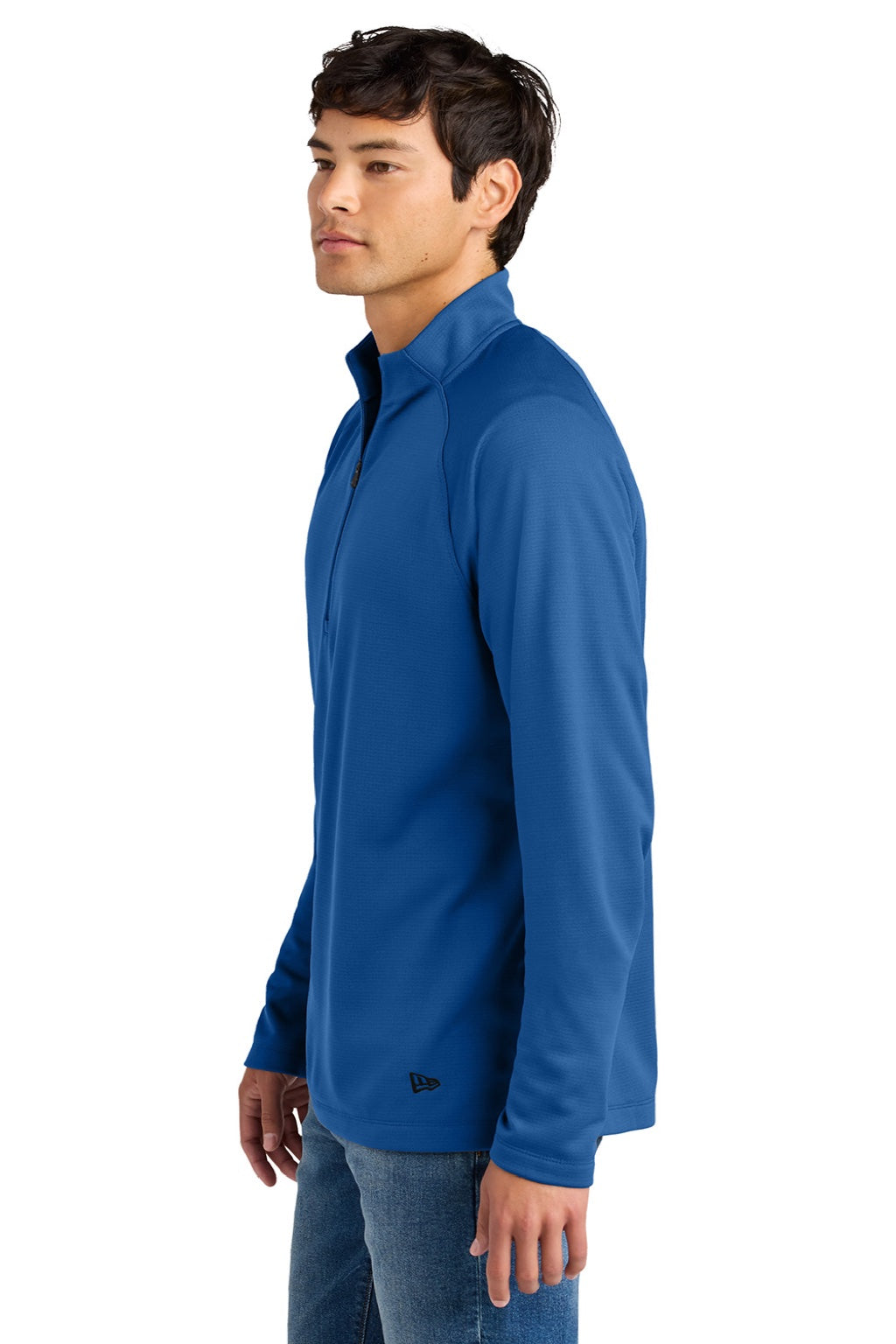 New Era NEA515 Mens Stand Out 1/4 Zip Sweatshirt Royal Blue Model Side