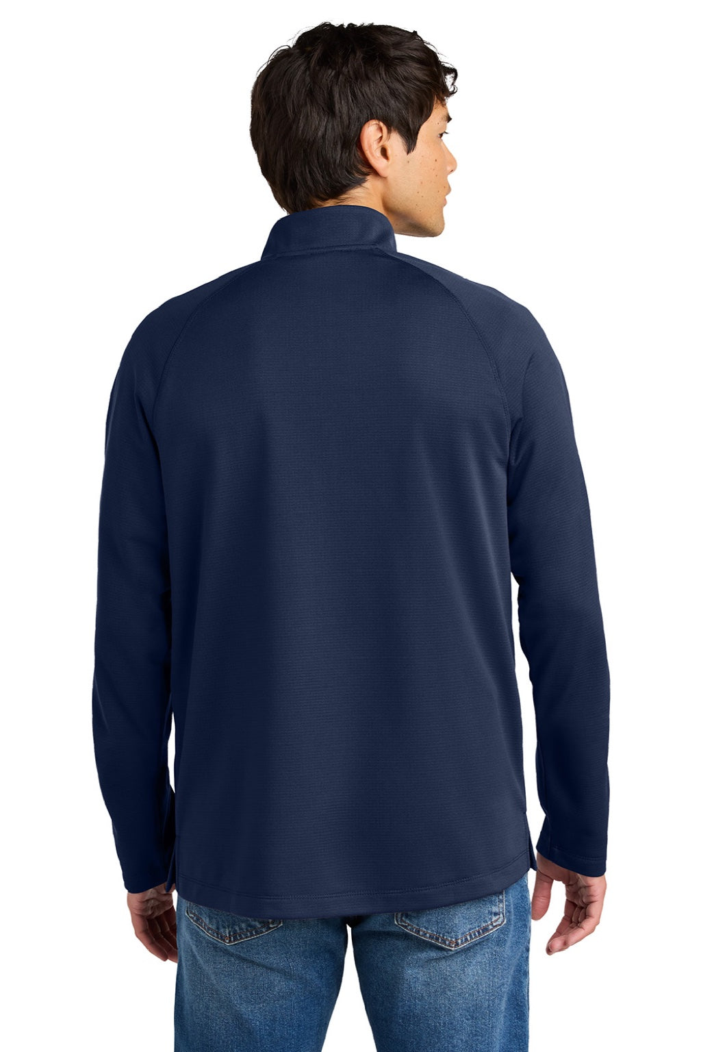 New Era NEA515 Mens Stand Out 1/4 Zip Sweatshirt True Navy Blue Model Back