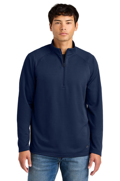New Era NEA515 Mens Stand Out 1/4 Zip Sweatshirt True Navy Blue Model Front