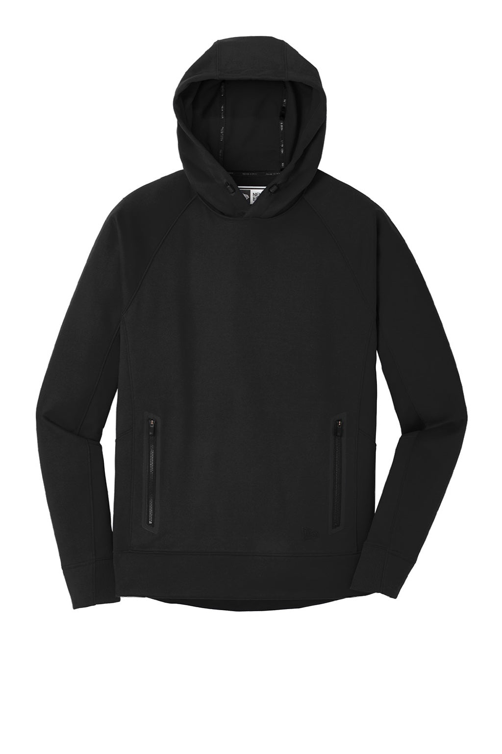 New Era NEA520 Mens Venue Fleece Moisture Wicking Hooded Sweatshirt Hoodie w/ Pockets Black Flat Front