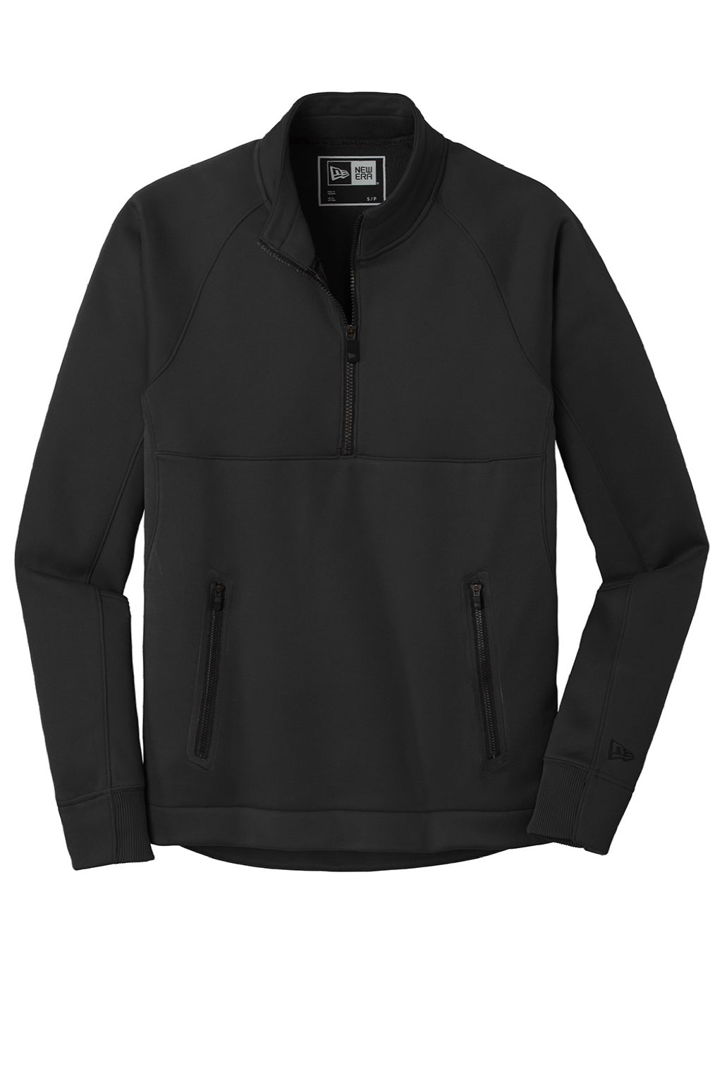 New Era NEA523 Mens Venue Moisture Wicking Fleece 1/4 Zip Sweatshirt w/ Pockets Black Flat Front