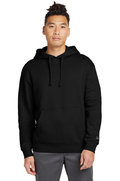 New Era NEA525 Mens Heritage Fleece Hooded Sweatshirt Hoodie w/ Pouch Pocket Black Model Front