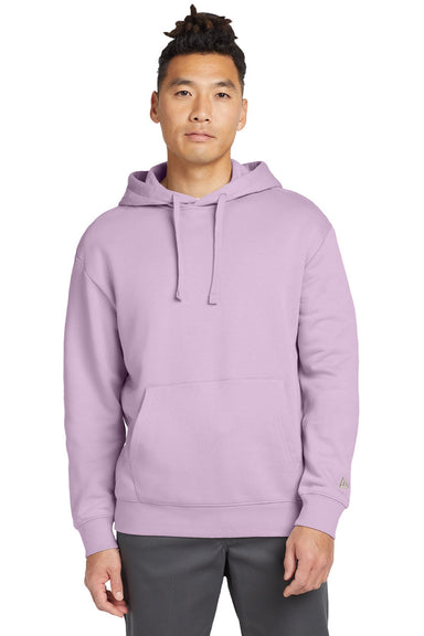 New Era NEA525 Mens Heritage Fleece Hooded Sweatshirt Hoodie w/ Pouch Pocket Lavender Purple Model Front