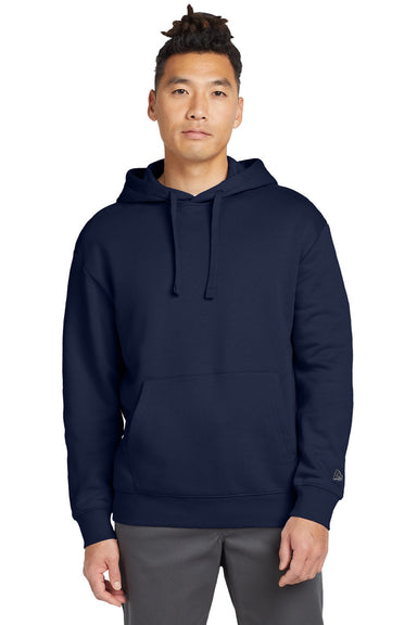 New Era NEA525 Mens Heritage Fleece Hooded Sweatshirt Hoodie w/ Pouch Pocket True Navy Blue Model Front