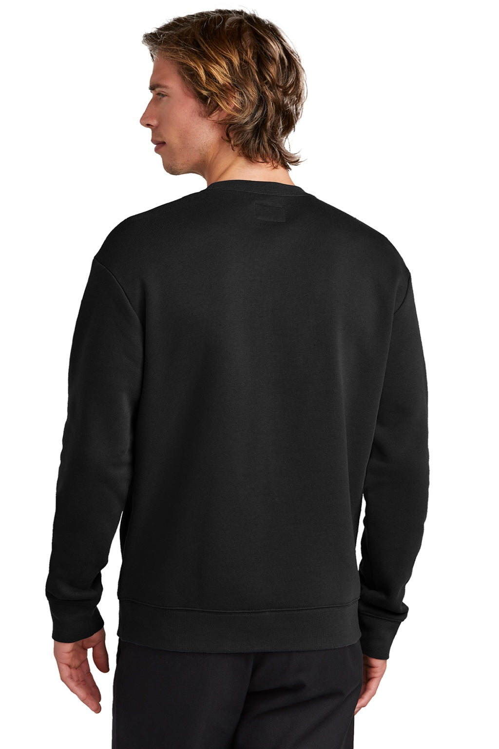 New Era NEA527 Mens Heritage Fleece Crewneck Sweatshirt w/ Pocket Black Model Back
