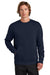 New Era NEA527 Mens Heritage Fleece Crewneck Sweatshirt w/ Pocket True Navy Blue Model Front