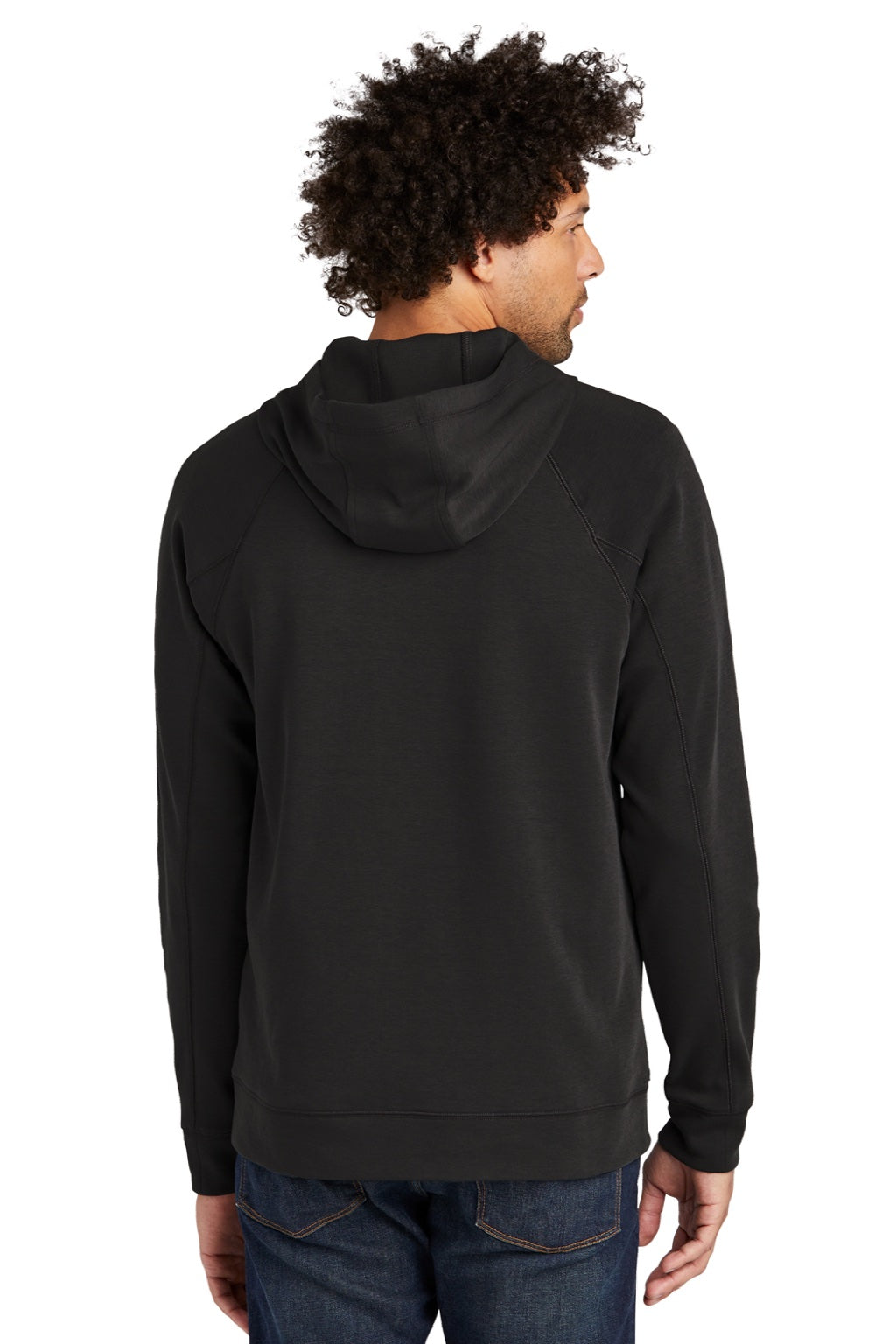 New Era NEA541 Mens STS 1/4 Zip Hooded Sweatshirt Hoodie w/ Pouch Pocket Black Model Back