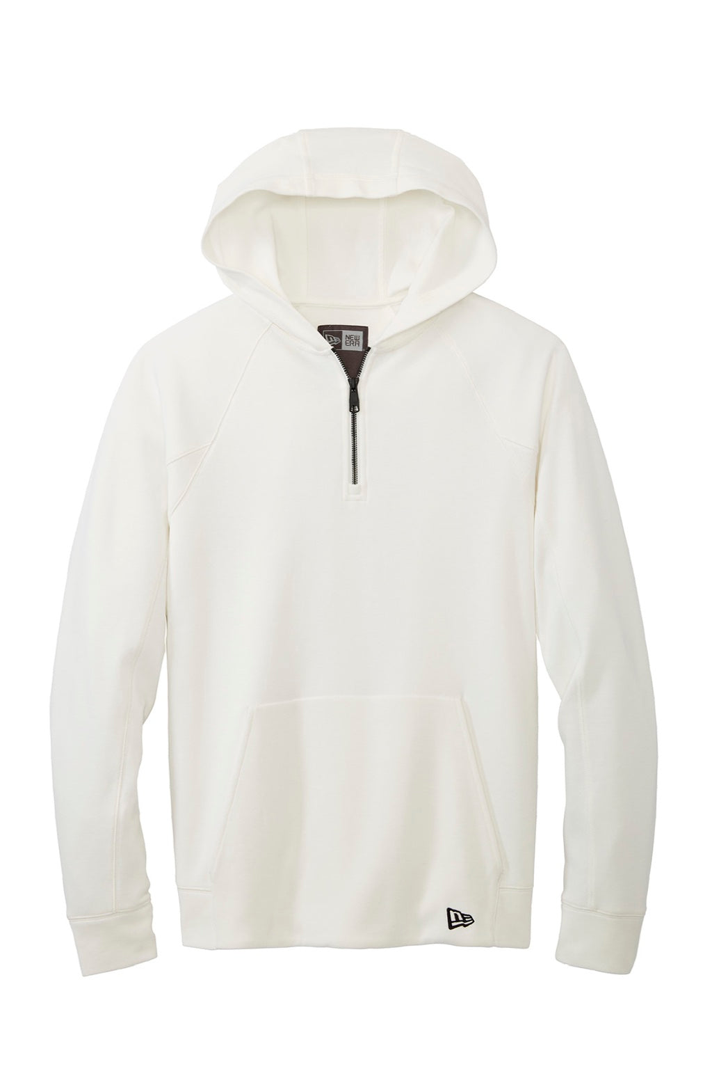New Era NEA541 Mens STS 1/4 Zip Hooded Sweatshirt Hoodie w/ Pouch Pocket Fan White Flat Front