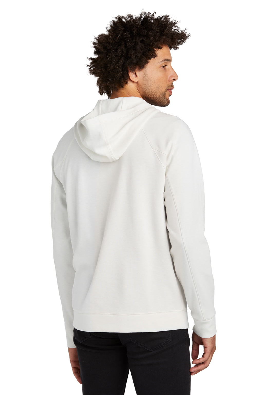 New Era NEA541 Mens STS 1/4 Zip Hooded Sweatshirt Hoodie w/ Pouch Pocket Fan White Model Back