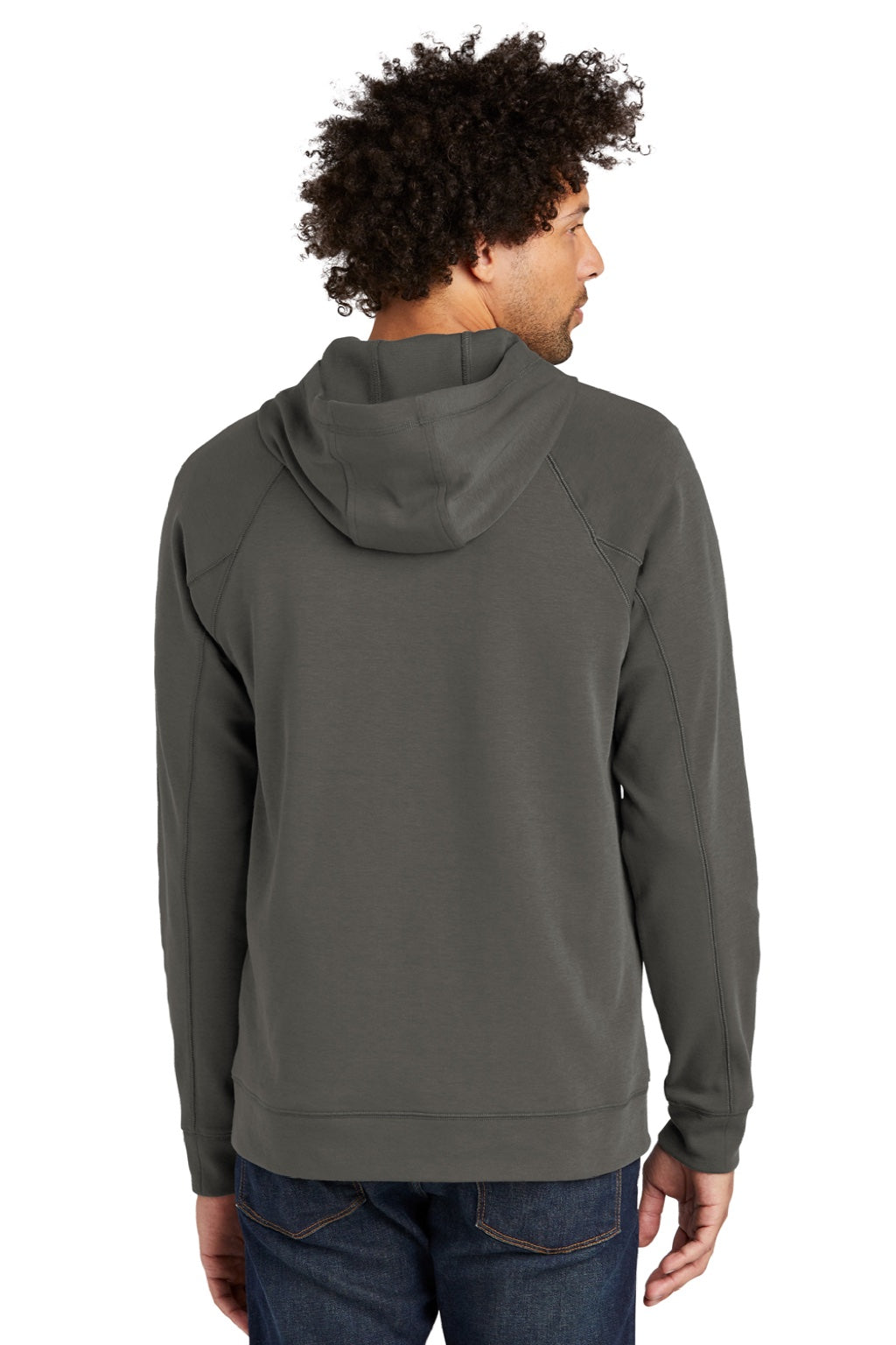 New Era NEA541 Mens STS 1/4 Zip Hooded Sweatshirt Hoodie w/ Pouch Pocket Graphite Grey Model Back