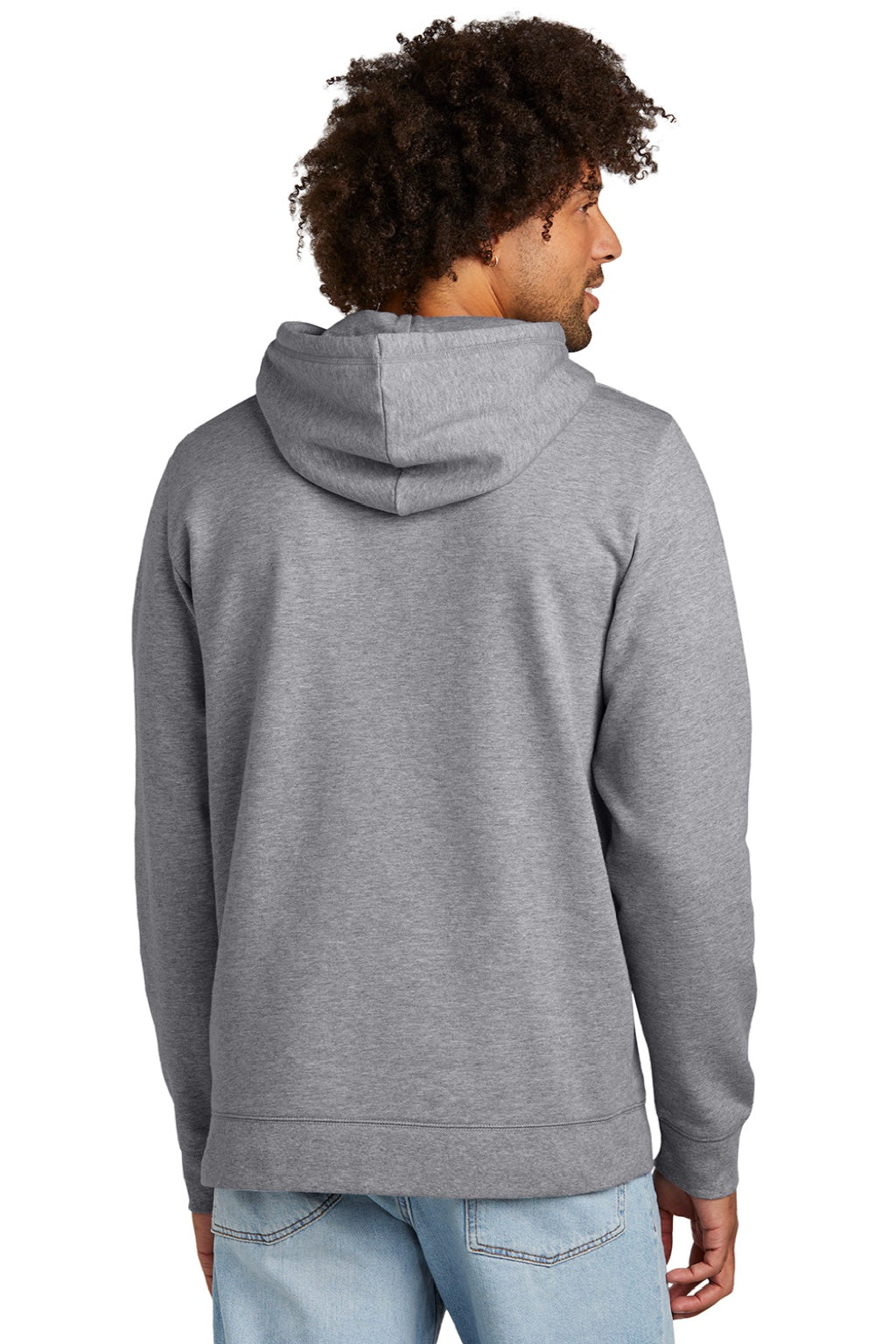 New Era NEA550 Mens Comeback Fleece Hooded Sweatshirt Hoodie w/ Pouch Pocket Heather Grey Model Back