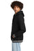 New Era NEA550 Mens Comeback Fleece Hooded Sweatshirt Hoodie w/ Pouch Pocket Black/Heather Grey Model Side
