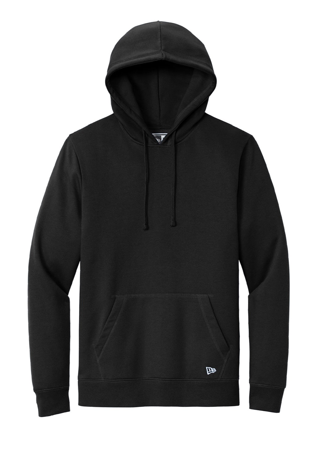 New Era NEA550 Mens Comeback Fleece Hooded Sweatshirt Hoodie w/ Pouch Pocket Black Flat Front