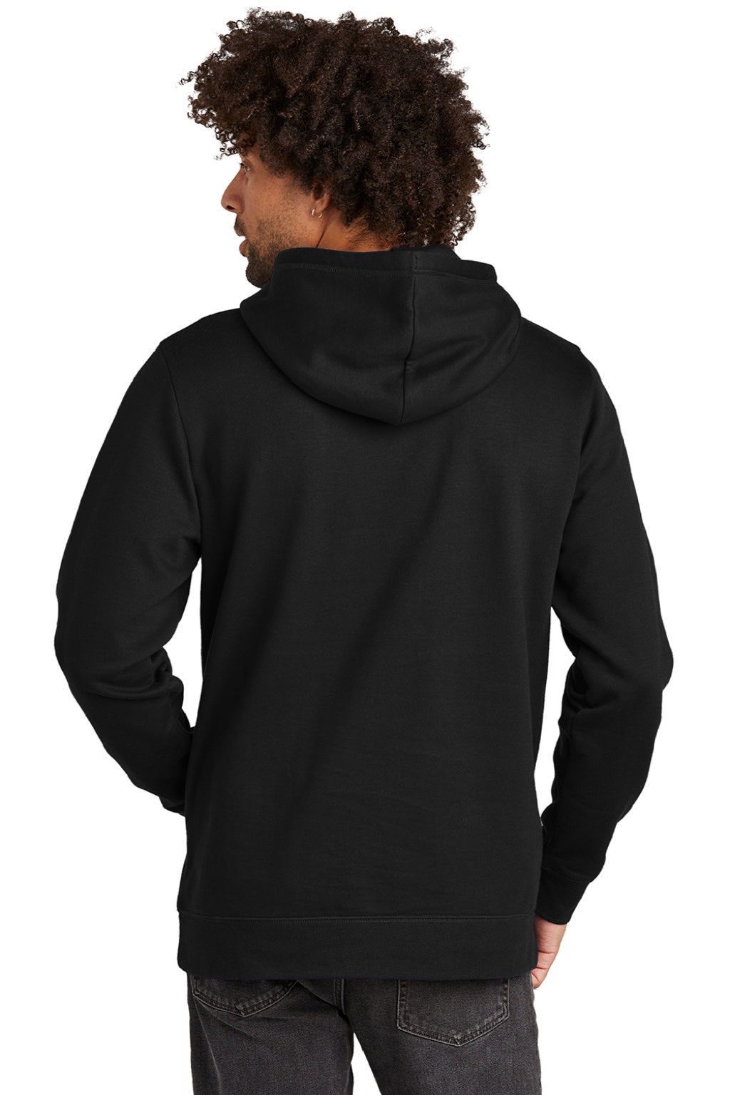 New Era NEA550 Mens Comeback Fleece Hooded Sweatshirt Hoodie w/ Pouch Pocket Black Model Back
