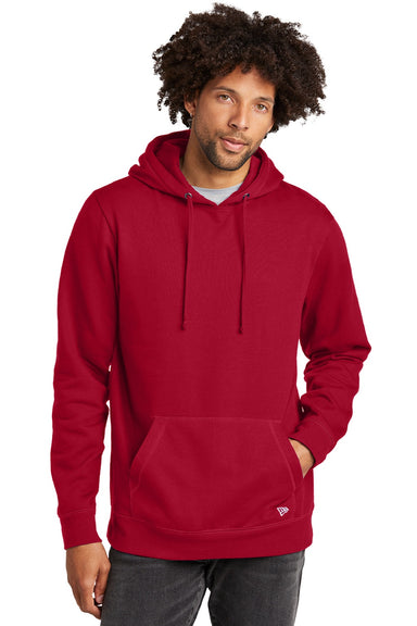 New Era NEA550 Mens Comeback Fleece Hooded Sweatshirt Hoodie w/ Pouch Pocket Crimson Red Model Front