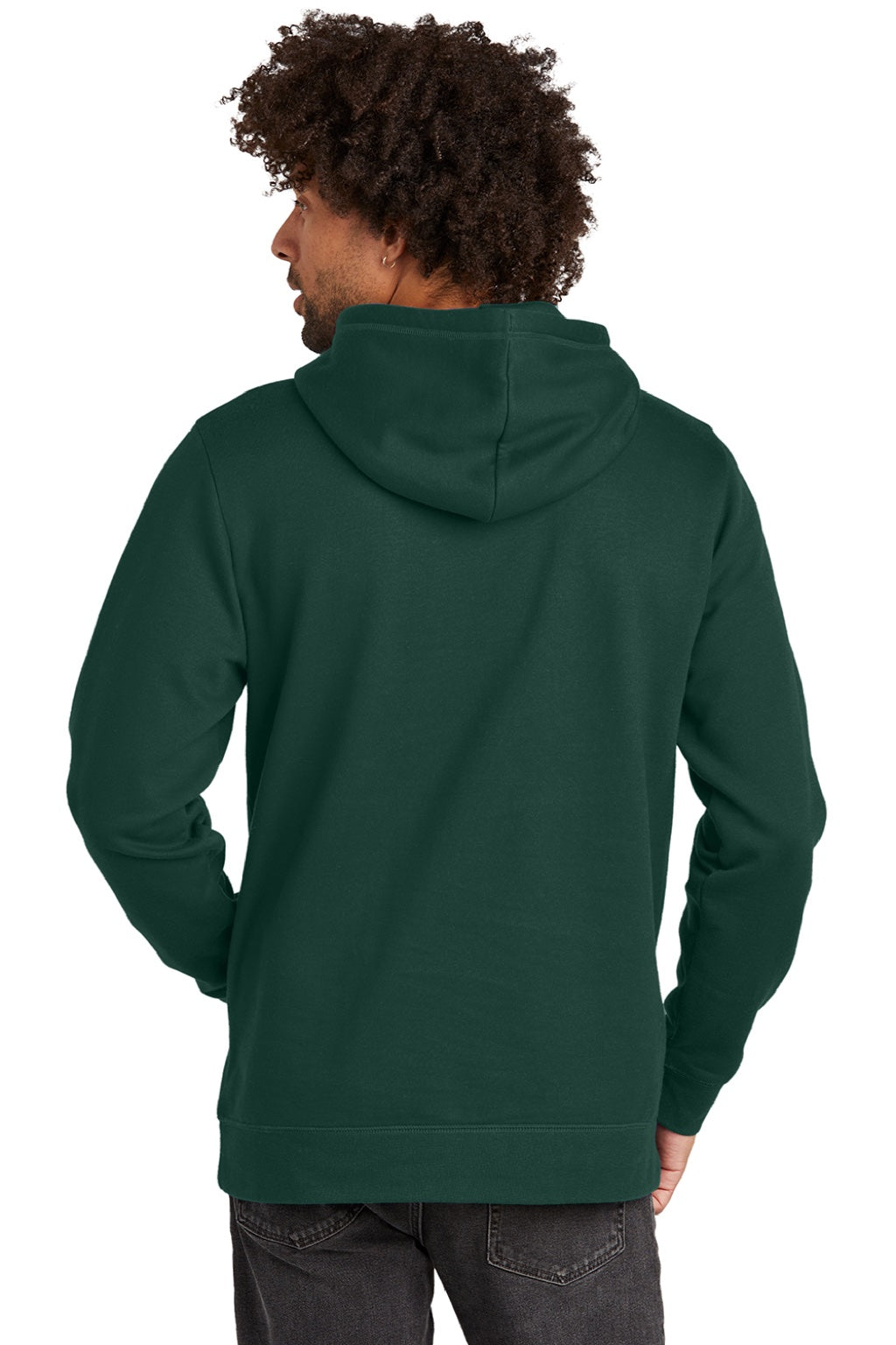 New Era NEA550 Mens Comeback Fleece Hooded Sweatshirt Hoodie w/ Pouch Pocket Dark Green Model Back