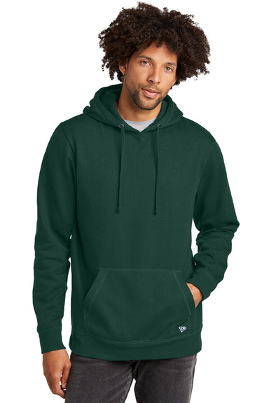 New Era NEA550 Mens Comeback Fleece Hooded Sweatshirt Hoodie w/ Pouch Pocket Dark Green Model Front