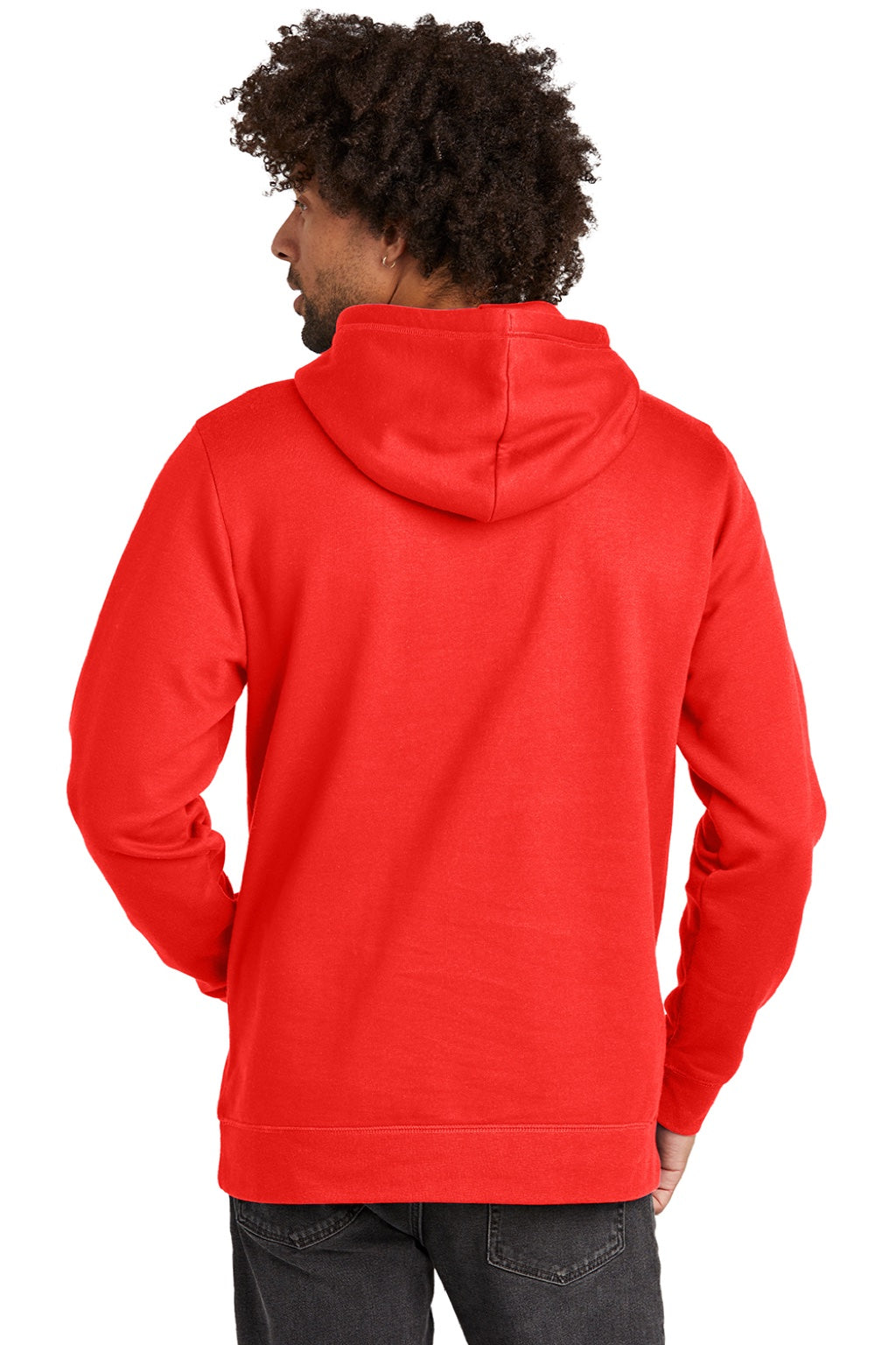 New Era NEA550 Mens Comeback Fleece Hooded Sweatshirt Hoodie w/ Pouch Pocket Deep Orange Model Back