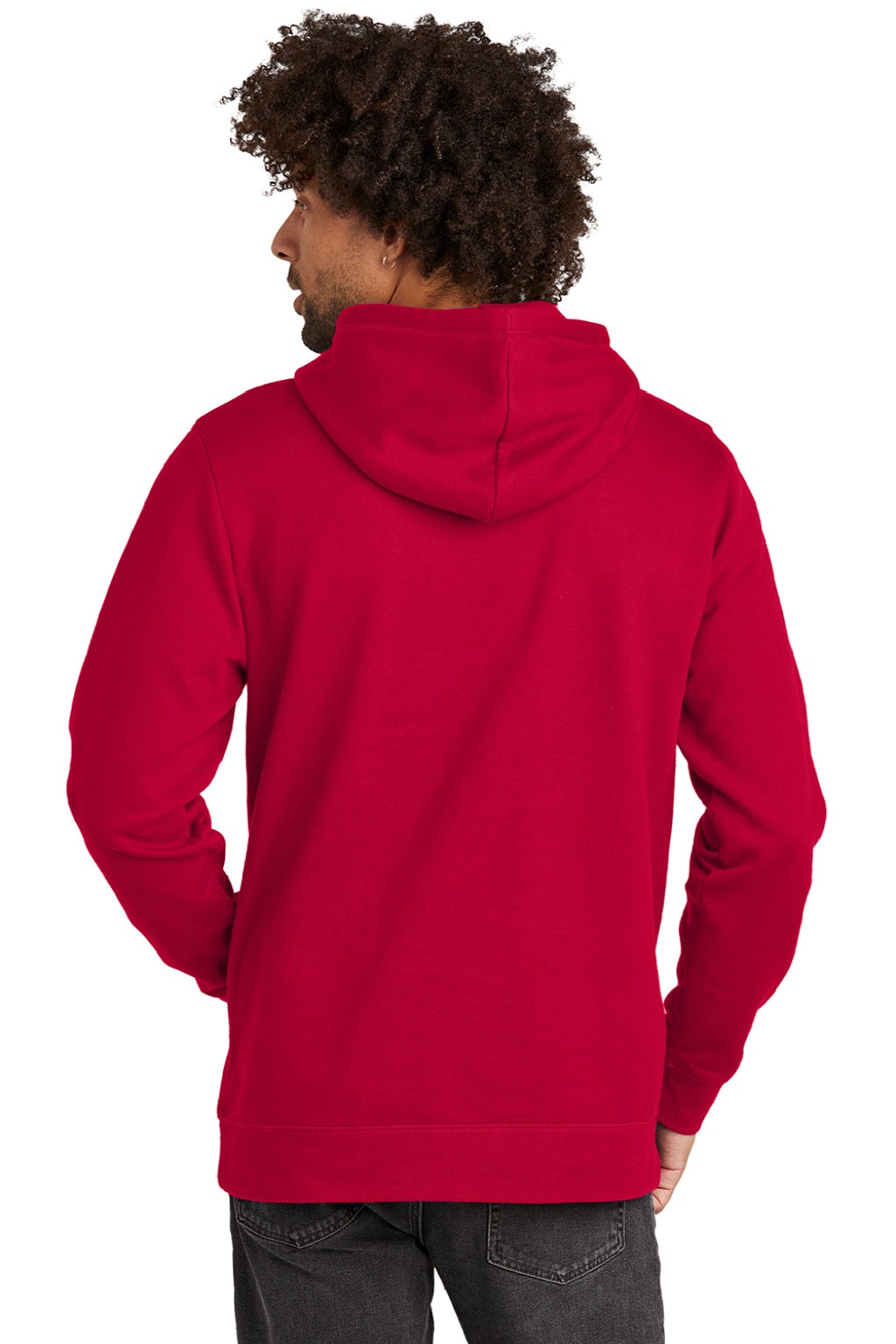 New Era NEA550 Mens Comeback Fleece Hooded Sweatshirt Hoodie w/ Pouch Pocket Scarlet Red Model Back