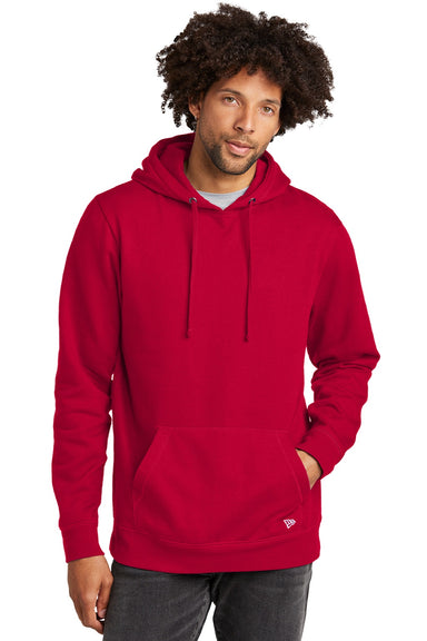 New Era NEA550 Mens Comeback Fleece Hooded Sweatshirt Hoodie w/ Pouch Pocket Scarlet Red Model Front