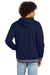New Era NEA550 Mens Comeback Fleece Hooded Sweatshirt Hoodie w/ Pouch Pocket True Navy Blue/Heather Grey Model Back